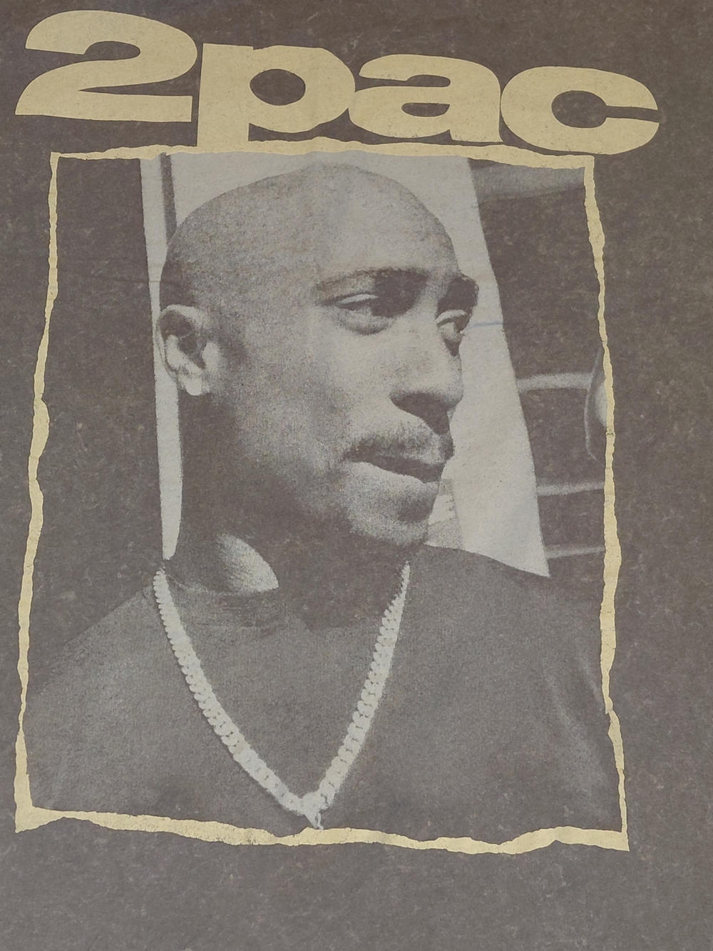 2Pac Tupac Shakur Graphic T-Shirt Charcoal Mineral Wash Tee Size Large